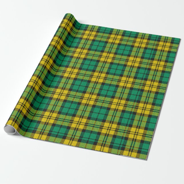 Gult Grönt Blackwatch Campbell Tartan Play Presentpapper (Utrullad)