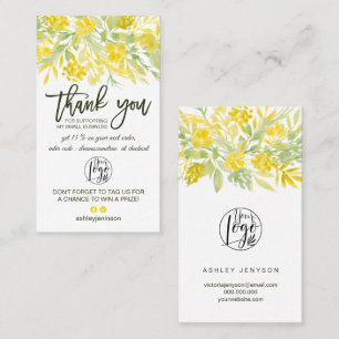 Gult grönt blommigt , logotyp order tack visitkort