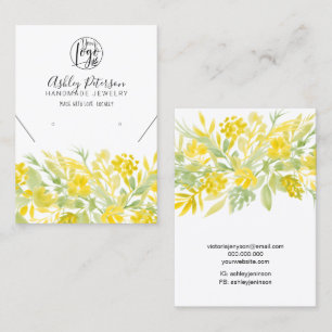 Gult grönt blommigt logotyp smyckesörarena halsba visitkort