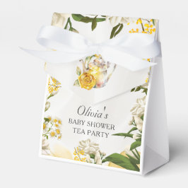 Gult Grönt Blommigt Tea Party Baby Shower Papper f Presentaskar
