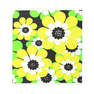 Gult grönt blommor anteckningsblock