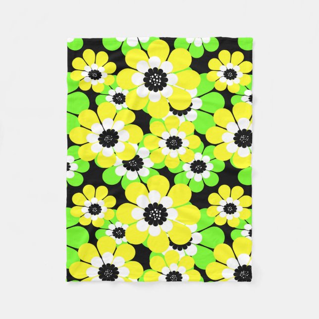 Gult grönt blommor fleecefilt (Framsidan)