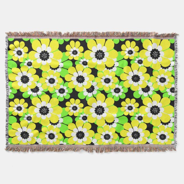 Gult grönt blommor mysfilt (Framsidan)
