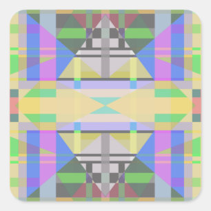 Gult Grönt Blue Lila Geometric Fyrkantigt Klistermärke