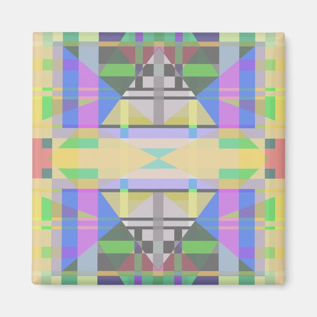 Gult Grönt Blue Lila Geometric Magnet (Framsidan)