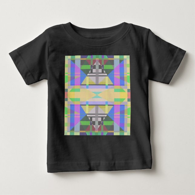 Gult Grönt Blue Lila Geometric T Shirt (Framsida)