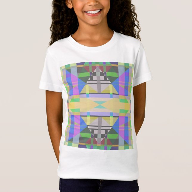 Gult Grönt Blue Lila Geometric T Shirt (Framsida)