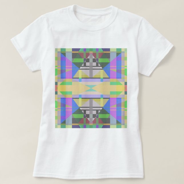 Gult Grönt Blue Lila Geometric T Shirt (Design framsida)