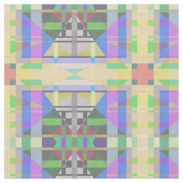 Gult Grönt Blue Lila Geometric Tyg (Närbild)