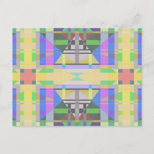 Gult Grönt Blue Lila Geometric Vykort