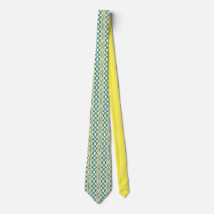 Gult Grönt Blue och Lila Geometric Mönster Slips