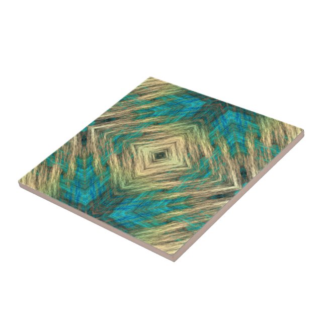 Gult Grönt Blue Teal Turcos Ethnic Tribe Art Kakelplatta (Sidan)