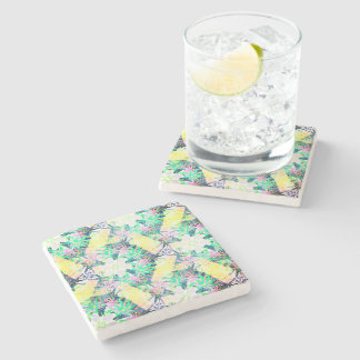Gult Grönt Botaniska Drink Coasters Stenunderlägg