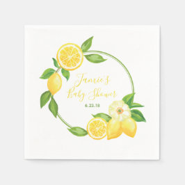 Gult Grönt Citrus Blommigt Baby Shower Party Pappersservett
