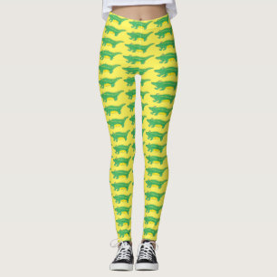Gult Grönt Gator Alligator Crocodile Crocodile Ani Leggings