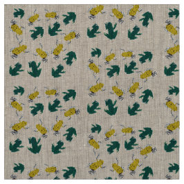 Gult grönt grodamönster tyg