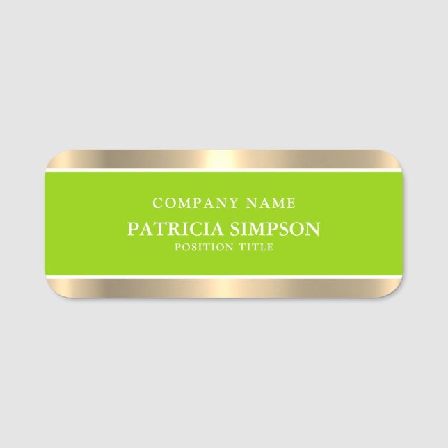 Gult Grönt Guld tillhandahåller en ren och modern  Namnbricka (Framsida)