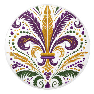 Gult, grönt lila fleur de lis-fjädrar knopp