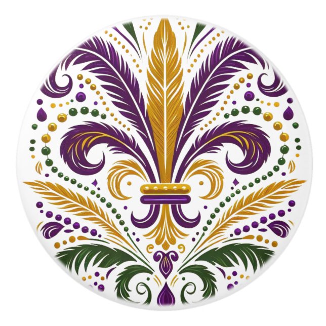 Gult, grönt lila fleur de lis-fjädrar knopp (Framsidan)
