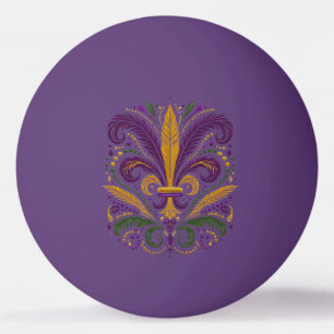 Gult, grönt lila fleur de lis-fjädrar pingisboll