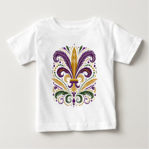 Gult, grönt lila fleur de lis-fjädrar t shirt