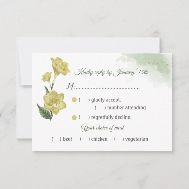 gult grönt löv val av måltid OSA kort (Framsida)