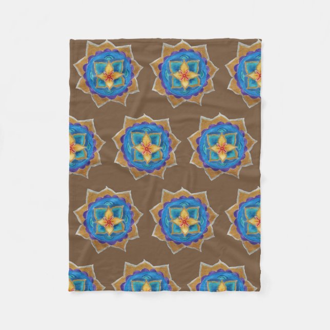 Gult Grönt Mandala Fleece Blanket (Framsidan)
