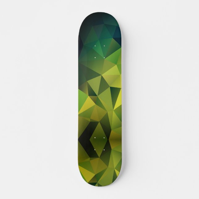 Gult grönt mönster, polygon mini skateboard bräda 18,5 cm (Framsida)