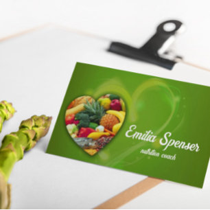 Gult Grönt Nutritionist Frukthjärta Card Visitkort