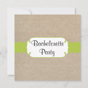 Gult Grönt och Beige Burlap Bachelorette Party Inbjudningar