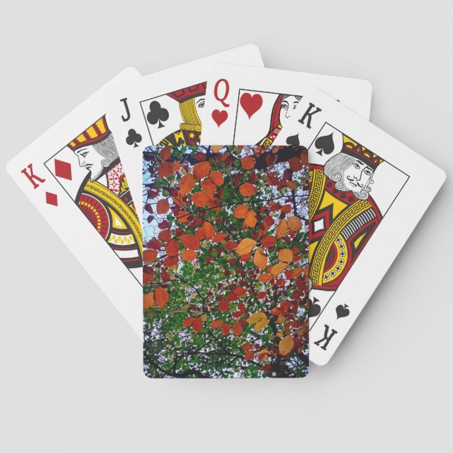 Gult, grönt och brunt löv casinokort (Baksidan)