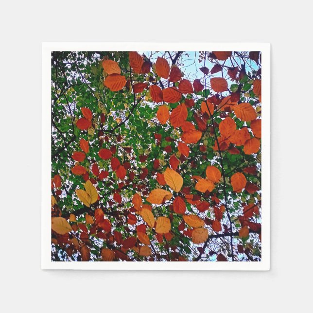 Gult, grönt och brunt löv pappersservett (Framsidan)