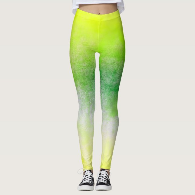 Gult Grönt Ombre Leggings (Framsida)
