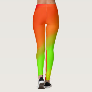 Gult Grönt Orange och Röda Vågar Leggings