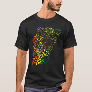 Gult Grönt Orange Tie Dye Rainbow Jaguar T-Shirt