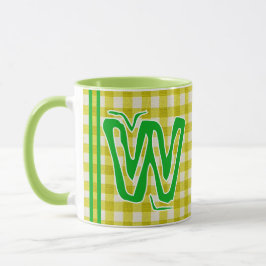 Gult Grönt Play- (Monogram, Namn) Vintage Kaffe Mugg