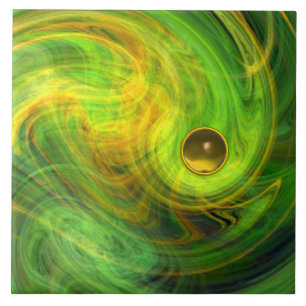 GULT GRÖNT PSYCHEDELIC LIGHT VORTEX OCH GEMSTONE KAKELPLATTA