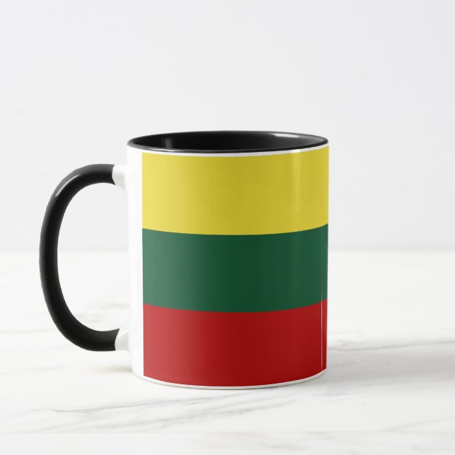 Gult Grönt Red Litauiska Flagga Mugg (Vänster)