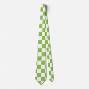 Gult grönt schackbrädemönster slips