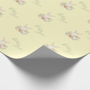 Gult Grönt Script Cute Elegant Baby Shower Presentpapper