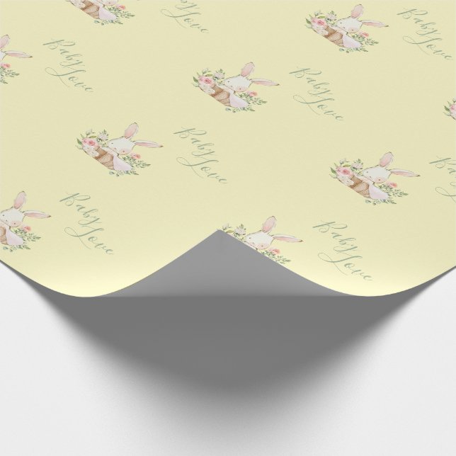 Gult Grönt Script Cute Elegant Baby Shower Presentpapper (Hörn)