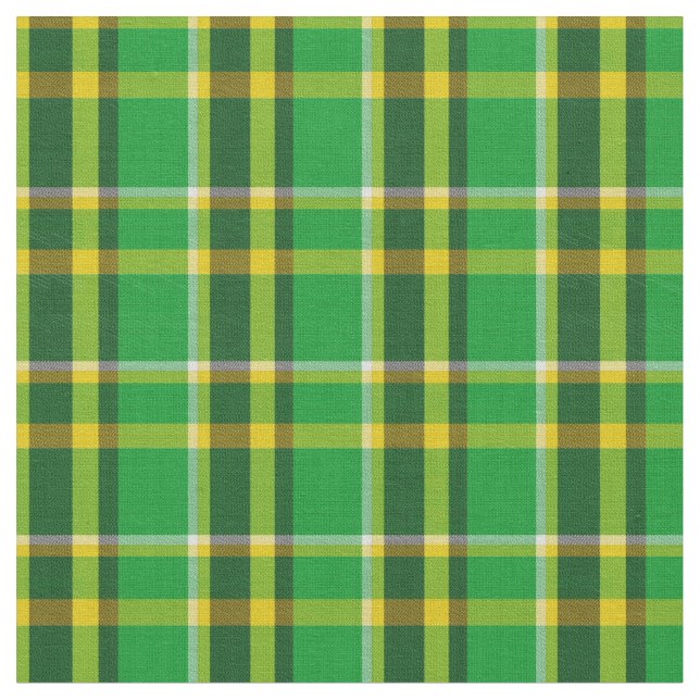 Gult Grönt Skriva ut Tartan med Mönster-kontroll Tyg (Närbild)