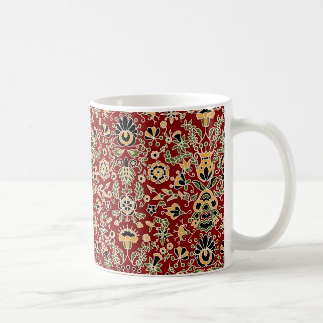 Gult, Grönt, svart på djupt rött Kaffemugg (Höger)