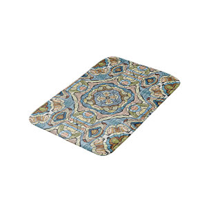 Gult Grönt Teal Blue Orange Tribal Art Badrumsmatta