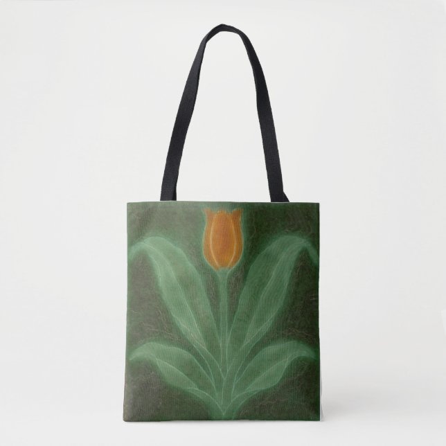 Gult Grönt Tulip Art nouveau Tile Tygkasse (Framsida)