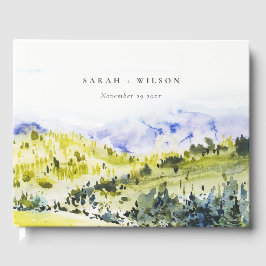 Gult Grönt Vattenfärgsland Backe Bröllop Gästböcker