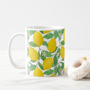 Gult Grönt White Lemon Mönster Kaffemugg