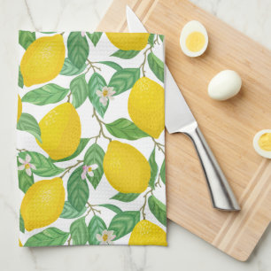 Gult Grönt White Lemon Mönster Kökshandduk
