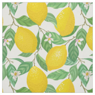 Gult Grönt White Lemon Mönster Tyg