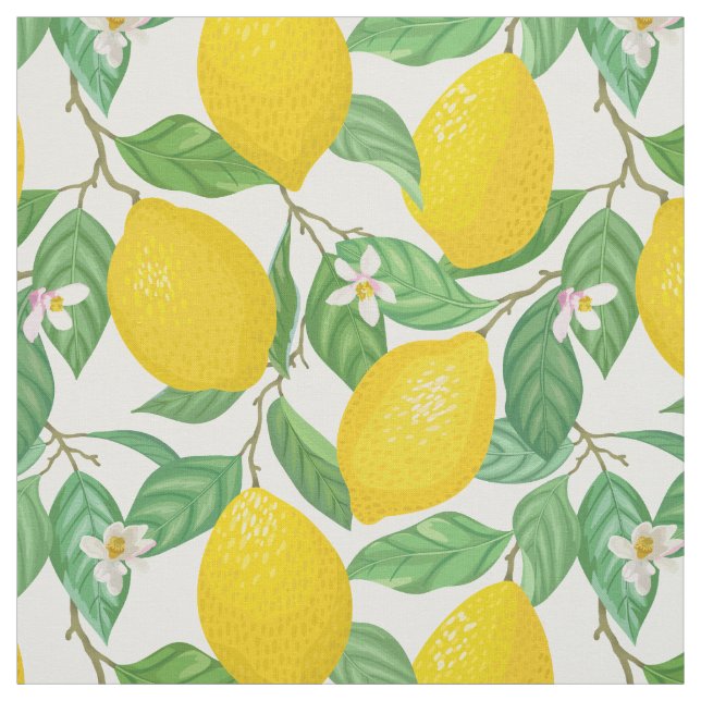 Gult Grönt White Lemon Mönster Tyg (Provkarta)